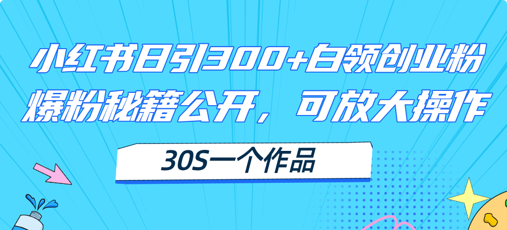 （11692期）小红书日引300+高质白领创业粉，可放大操作，爆粉秘籍！30s一个作品-中创网_分享创业项目_助您在家赚钱