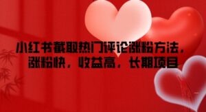 小红书截取热门评论涨粉方法，涨粉快，收益高，长期项目-中创网_分享创业项目_助您在家赚钱