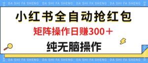 (12151期)最新小红书全自动抢红包,单号一天50+ 矩阵操作日入300+,纯无脑操作-中创网_分享创业项目_助您在家赚钱
