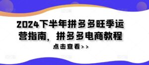 2024后半年拼多多平台高峰期运营指南,拼多多电商实例教程-中创网_分享创业项目_助您在家赚钱