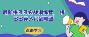 最新拼多多实战训练营, 拼多多从入门到精通-中创网_分享创业项目_助您在家赚钱