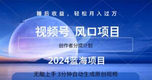 (11388期)2024蓝海项目,3min自动生成视频,月入了万-中创网_分享创业项目_助您在家赚钱