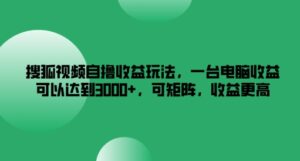 搜狐视频自撸收益玩法,一台电脑收益可以达到3k+,可矩阵,收益更高【揭秘】-中创网_分享创业项目_助您在家赚钱