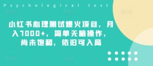 小红书心理测试爆火项目,月入7000+,简单无脑操作,尚未饱和,依旧可入局-中创网_分享创业项目_助您在家赚钱