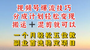 视频号分成最暴力赛道，几分钟出一条原创，最强搬运+混剪新方法，谁做谁爆【揭秘】-中创网_分享创业项目_助您在家赚钱