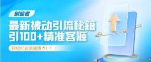 创业者必看，解锁最新被动引流秘籍，日引100+精准客源，轻松打造流量爆点!-中创网_分享创业项目_助您在家赚钱