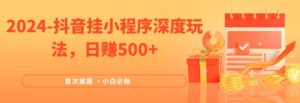 2024全网首次披露,抖音挂小程序深度玩法,日赚500+,简单、稳定,带渠道收入,小白必做【揭秘】-中创网_分享创业项目_助您在家赚钱