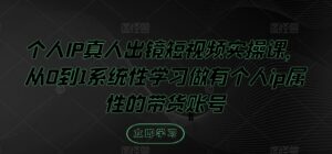 个人IP真人出镜短视频实操课,从0到1系统性学习做有个人ip属性的带货账号-中创网_分享创业项目_助您在家赚钱