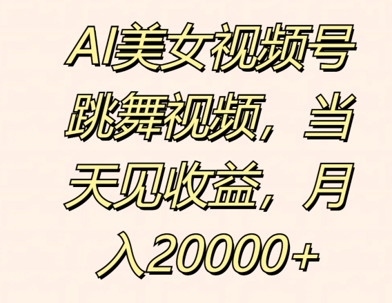 AI美女丝袜号跳舞的视频，当日见盈利，月入2w-中创网_分享创业项目_助您在家赚钱