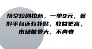 悟空短剧拉新，一单9元，暑假平台还有补贴，收益更高，市场前景大，不内卷-中创网_分享创业项目_助您在家赚钱