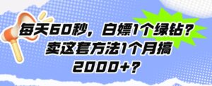 每天60秒,白嫖1个绿钻?卖这套方法1个月搞2000+?-中创网_分享创业项目_助您在家赚钱