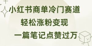 小红书商单冷门赛道 一篇笔记点赞过万 轻松涨粉变现-中创网_分享创业项目_助您在家赚钱