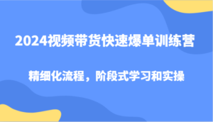 2024视频带货快速爆单训练营,精细化流程,阶段式学习和实操-中创网_分享创业项目_助您在家赚钱
