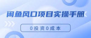 （11923期）闲鱼平台蓝海项目实际操作指南，0投入0成本费，使你保证，月入了万，初学者能做-中创网_分享创业项目_助您在家赚钱