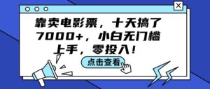 （12161期）靠卖电影票，十天搞了7000+，小白无门槛上手，零投入！-中创网_分享创业项目_助您在家赚钱