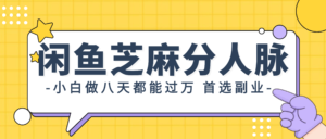 (12090期)闲鱼芝麻分人脉,小白做八天,都能过万!首选副业!-中创网_分享创业项目_助您在家赚钱