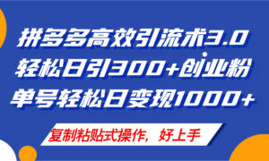 (11917期)拼多多商家引流技术3.0,日引300 付钱自主创业粉,运单号轻轻松松日转现1000-中创网_分享创业项目_助您在家赚钱