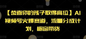 【恭喜你的孩子取得高位】AI视频号火爆赛道,流量分成计划,橱窗带货【揭秘】-中创网_分享创业项目_助您在家赚钱
