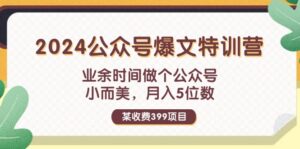 （11895期）某收费标准399元-2024微信公众号热文夏令营：碎片时间做一个微信公众号 小而精 月入5个数-中创网_分享创业项目_助您在家赚钱