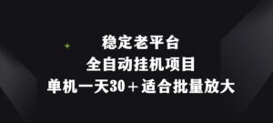平稳老平台,全自动挂机新项目,单机版一天30 适宜大批量变大-中创网_分享创业项目_助您在家赚钱