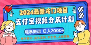 2024最新冷门项目,支付宝视频分成计划,直接粗暴搬运,有手就行-中创网_分享创业项目_助您在家赚钱