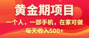 (11527期)黄金期项目,电商搞钱!一个人,一部手机,在家可做,每天收入500+-中创网_分享创业项目_助您在家赚钱
