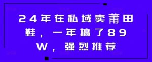 24年在私域卖莆田鞋,一年搞了89W,强烈推荐-中创网_分享创业项目_助您在家赚钱