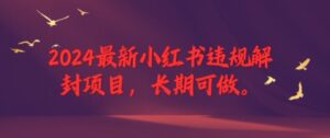 2024最新小红书违规解封项目，长期可做，一个可以做到退休的项目【揭秘】-中创网_分享创业项目_助您在家赚钱