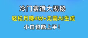 小众跑道大曝光,轻轻松松月赚1W 不用AI形成,新手也可以入门【揭密】-中创网_分享创业项目_助您在家赚钱