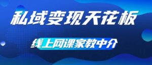 私域变现天花板,网课家教中介,只做渠道和流量,让大学生给你打工,0成本实现月入五位数【揭秘】-中创网_分享创业项目_助您在家赚钱