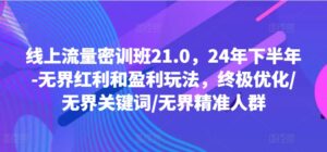线上流量密训班21.0,24年下半年-无界红利和盈利玩法,终极优化/无界关键词/无界精准人群-中创网_分享创业项目_助您在家赚钱