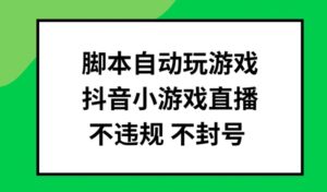 脚本自动玩游戏,抖音小游戏直播,不违规不封号可批量做【揭秘】-中创网_分享创业项目_助您在家赚钱