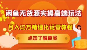 闲鱼无货源实操高端玩法，月入过万精细化运营教程-中创网_分享创业项目_助您在家赚钱