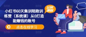 小红书60天集训陪跑训练营(系统课)从0打造能赚钱的账号-中创网_分享创业项目_助您在家赚钱