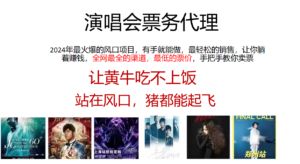 2024年最火蓝海项目,演唱会票务代理商,日入2000 ,一部手机就可以搞定!-中创网_分享创业项目_助您在家赚钱