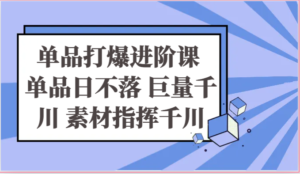 单品打爆进阶课 单品日不落 巨量千川 素材指挥千川-中创网_分享创业项目_助您在家赚钱