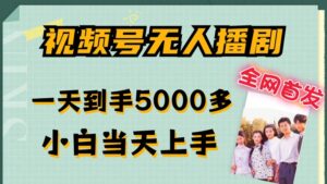 全网首发视频号无人播剧,拉爆流量不违规,一天到手5000多,小白当天上手,多号无限放大【揭秘】-中创网_分享创业项目_助您在家赚钱