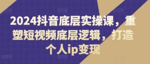 2024抖音视频最底层实操课,重构小视频底层思维,打造个人ip转现-中创网_分享创业项目_助您在家赚钱