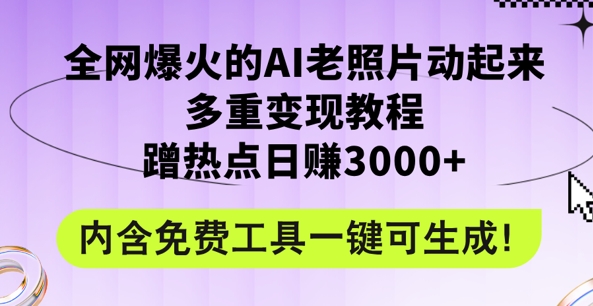2024年最新赛道AI老照片项目，容易上热门，可全平台操作，操作简单，日入1k-中创网_分享创业项目_助您在家赚钱