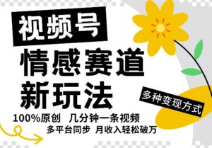 视频号情感赛道全新玩法,5分钟一条原创视频,操作简单易上手,日入5张-中创网_分享创业项目_助您在家赚钱