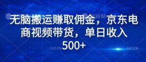无脑搬运赚取佣金,京东电商视频带货,单日收入几张-中创网_分享创业项目_助您在家赚钱