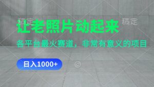 （11671期）让老照片动起来，一天转现1000 ，各个平台最红跑道，看了便会-中创网_分享创业项目_助您在家赚钱