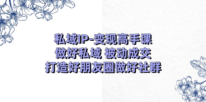 图片[1]-公域IP转现大神课：搞好公域处于被动交易量，打造好微信朋友圈搞好社群营销（18节）
