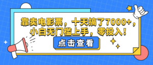 （12665期）靠卖电影票，十天搞了7000+，小白无门槛上手，零投入！-中创网_分享创业项目_助您在家赚钱