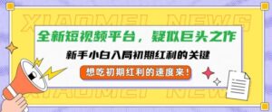 全新短视频平台，新手小白入局初期红利的关键，想吃初期红利的速度来-中创网_分享创业项目_助您在家赚钱
