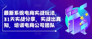最新系统电商实战玩法,31天实战分享,实战出真知,培训电商公司团队-中创网_分享创业项目_助您在家赚钱
