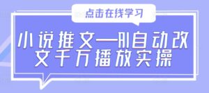 小说推文—AI自动改文千万播放实操-中创网_分享创业项目_助您在家赚钱