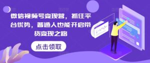 微信视频号变现营,抓住平台优势,普通人也能开启带货变现之路-中创网_分享创业项目_助您在家赚钱