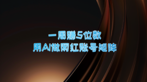 一周赚5位数，用AI做网红账号矩阵，现在的AI功能实在太强大了-中创网_分享创业项目_助您在家赚钱