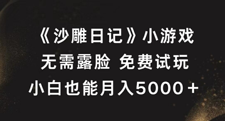《沙雕日记》小游戏，无需露脸免费试玩，小白也能月入5000+【揭秘】-中创网_分享创业项目_助您在家赚钱